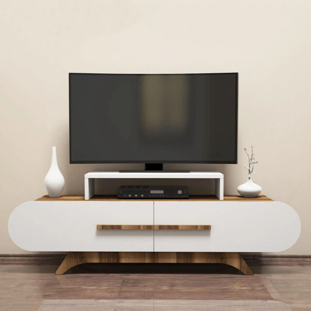 CaliCosy Tv-meubel 2 deuren walnoot en wit decor l145 cm 2930449 large