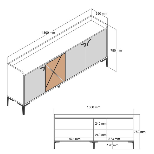 CaliCosy Buffet 4 deuren l180 cm venedik 2937453 large