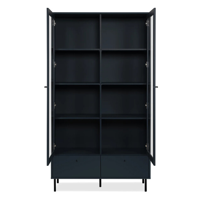 CaliCosy Vitrine 2 glazen deuren en 2 laden marineblauw h183 cm bogota 2930729 large