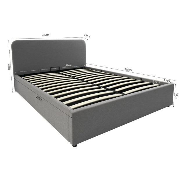 CaliCosy Opbergbed 140x190 cm met hoofdbord bekleed met grijze stof livy 2979228 large