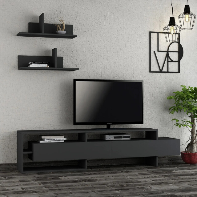 CaliCosy Tv-meubel met 2 deuren en 2 muurplanken l180 cm gara 2937432 large