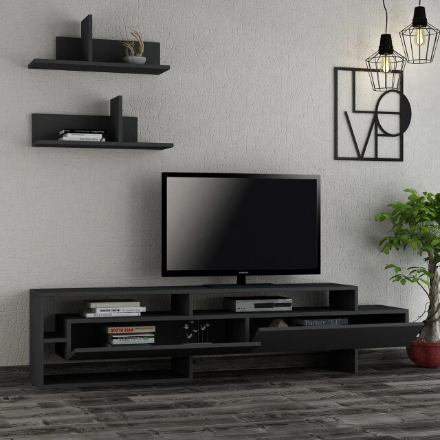 CaliCosy Tv-meubel met 2 deuren en 2 muurplanken l180 cm gara 2937432 large