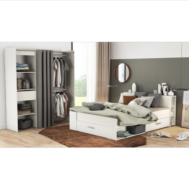 CaliCosy Bed 2 plaatsen wit met 3 laden en nissen 140x190 cm pocket 2930587 large