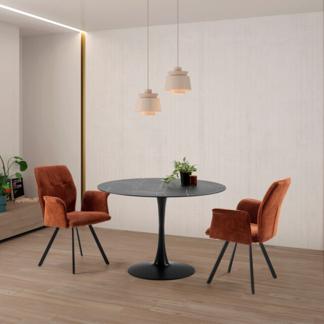 CaliCosy Ronde tafel met glazen blad in marmerlook l110 cm ada 3078865 large