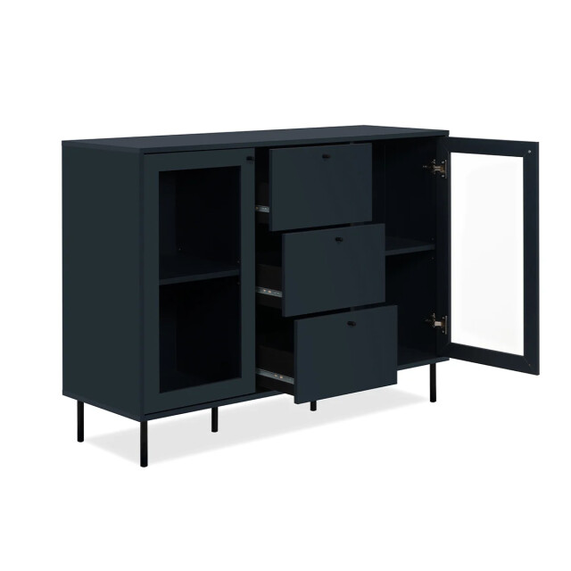 CaliCosy Buffet 3 lades 2 glazen deuren marineblauw l120 cm bogota 2930267 large