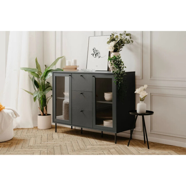 CaliCosy Buffet 3 lades 2 glazen deuren marineblauw l120 cm bogota 2930267 large