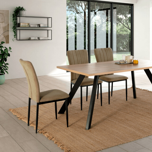 CaliCosy Set van 4 stoelen in stof met zwarte metalen poten l43 cm holly 3078800 large