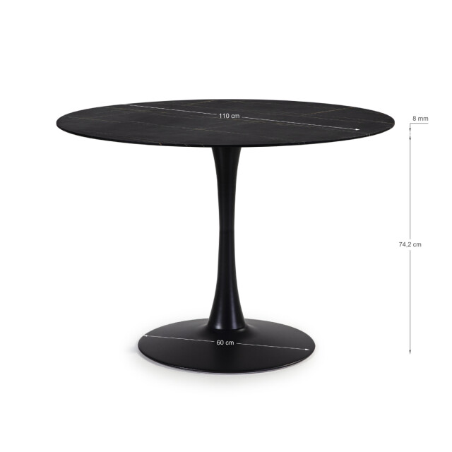 CaliCosy Ronde tafel met glazen blad in marmerlook l110 cm ada 3078865 large