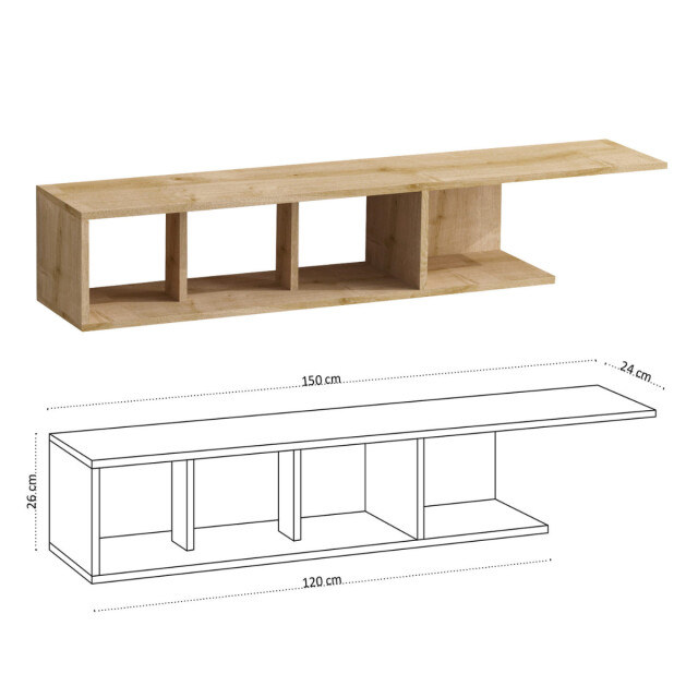 CaliCosy Tv-meubel in saffiereikendecor l150 cm pan 3039242 large