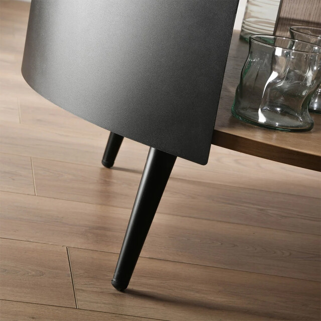 CaliCosy Table basse ronde 2 niveaux flancs métal noir 3042280 large