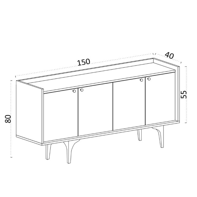 CaliCosy Buffet 4 deuren eiken decor saffier l150 cm navi 2930407 large