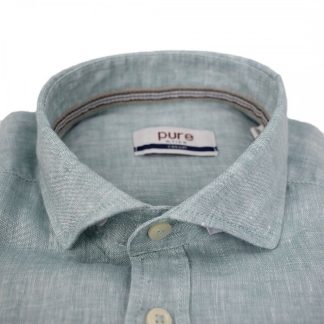 Pure E11508-21110 140 plain aqua heren overhemd linnen 140 Navy/E11508-21110 large