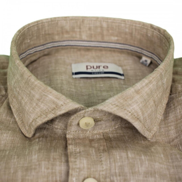 Pure E11508-21110 210 beige heren overhemd linnen  210 Beige/E11508-21110 large