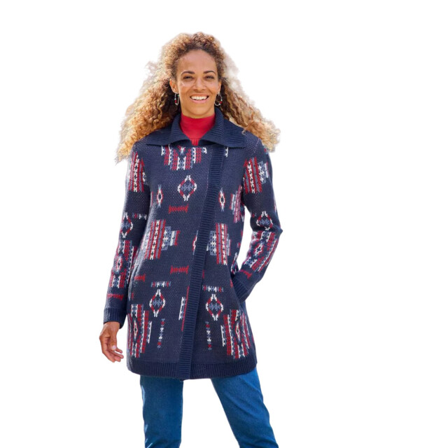 Atlas for Women Gebreide jas met patroon dames UTAF998_navy large