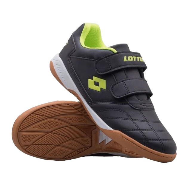 Lotto Childrens/kids packer ecologische leren trainers UTMR78616_blackgreen large