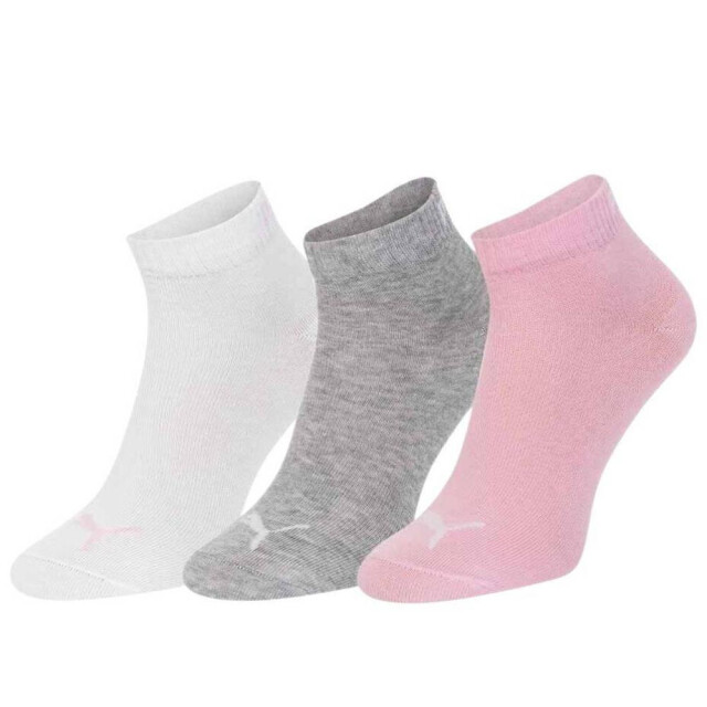 Puma Uniseks adult 907961 quarter enkelsokken (set van 3) UTMR78540_whitepinkgrey large