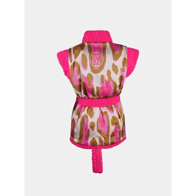 Mucho Gusto ® teddy vest reversible fuchsia met leopardenprint MUCHO GUSTO® Teddy Vest Reversible Fuchsia met Leopardenprint large