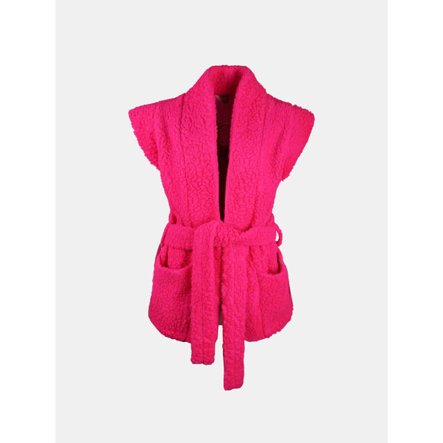 Mucho Gusto ® teddy vest reversible fuchsia met leopardenprint MUCHO GUSTO® Teddy Vest Reversible Fuchsia met Leopardenprint large
