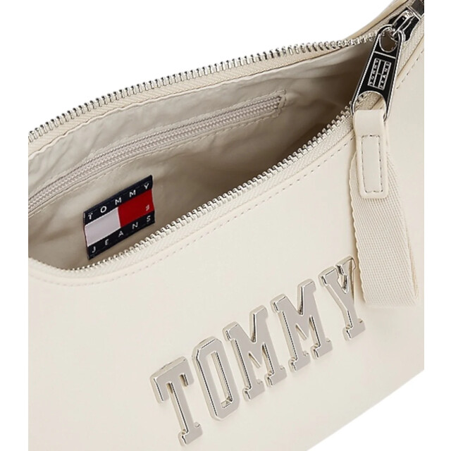 Tommy Hilfiger Tas dames Tommy Hilfiger Off-white Schouder Tas Met Metalen Logo large