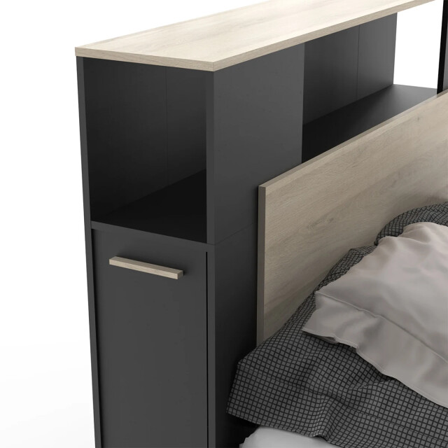 CaliCosy Bed 140x190/200 cm met 4 laden, eiken kronberg en zwart decor l145 cm 2930658 large