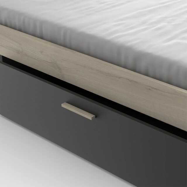 CaliCosy Bed 140x190/200 cm met 4 laden, eiken kronberg en zwart decor l145 cm 2930658 large