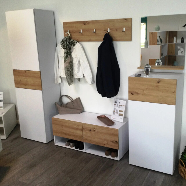 CaliCosy Kast met 2 deuren, eiken en glanzend wit decor, belm 6 h119 cm 2930038 large