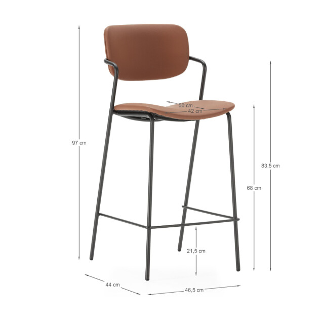 CaliCosy Set van 2 krukken met zwarte metalen poten h66 cm maika 3079156 large