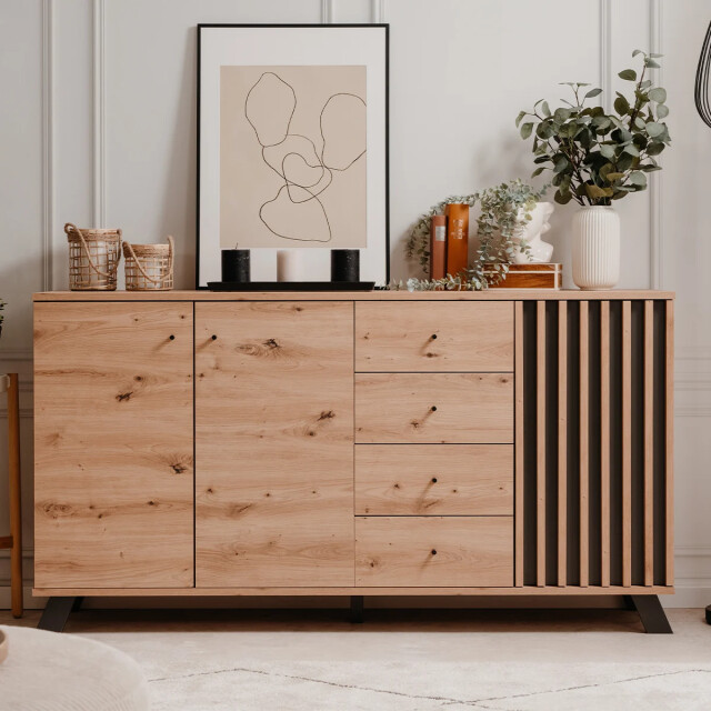 CaliCosy Buffet 3 deuren en 4 laden eikenhouten decor l160 cm lublin 2930159 large