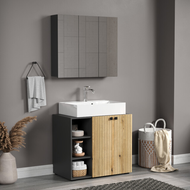 CaliCosy Badkamerkast met spiegel en 3 deuren l90 cm purebliss 3044870 large