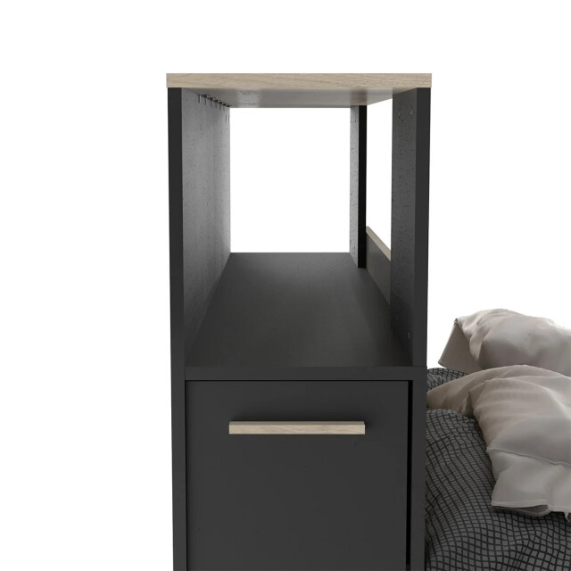 CaliCosy Bed 140x190/200 cm met 4 laden, eiken kronberg en zwart decor l145 cm 2930658 large