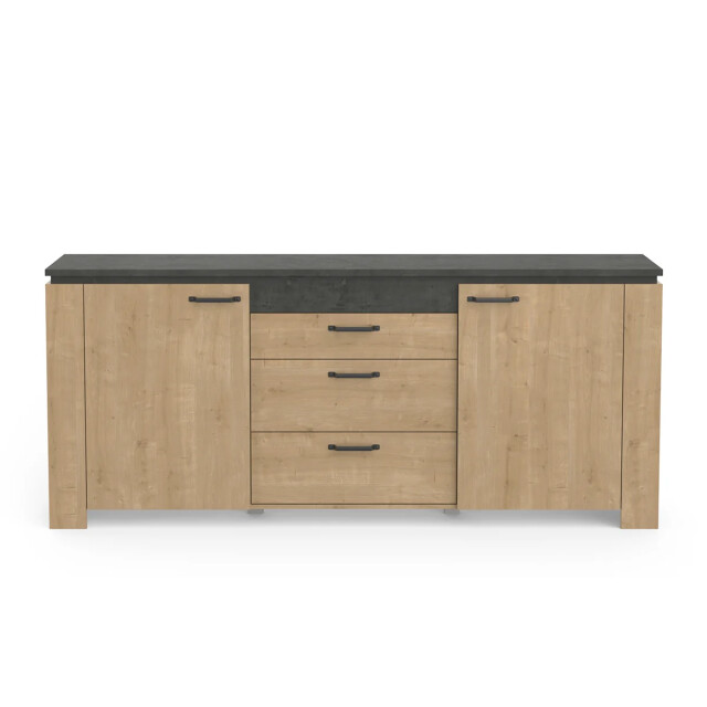 CaliCosy Buffet 2 deuren 3 laden eiken en antracietgrijs decor austin l203,80 cm 2930619 large