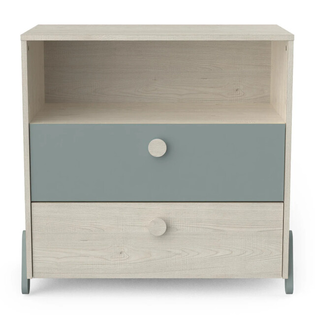 CaliCosy Scandinavische commode 2 laden 1 nis, hout en groen l73cm ilian 2929918 large