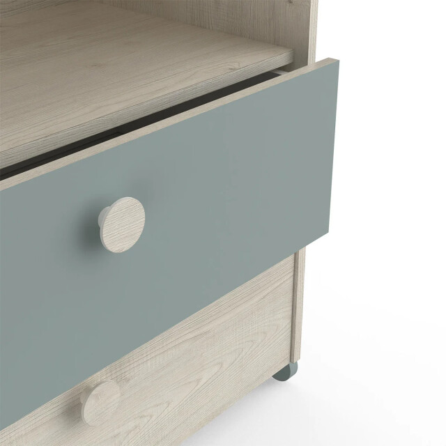 CaliCosy Scandinavische commode 2 laden 1 nis, hout en groen l73cm ilian 2929918 large
