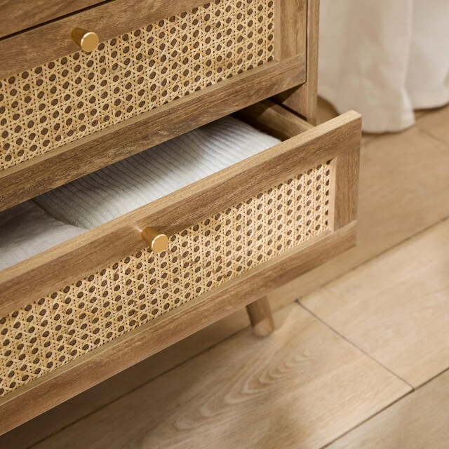 CaliCosy Ladekast met 6 lades met fronten in natuurlijk rotan l120 cm palmo 3079462 large