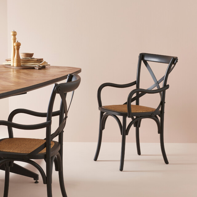 CaliCosy Set van 6 bridge fauteuils van massief hout en webbing l62 cm bistrot 3018352 large