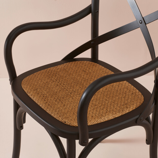CaliCosy Set van 6 bridge fauteuils van massief hout en webbing l62 cm bistrot 3018352 large