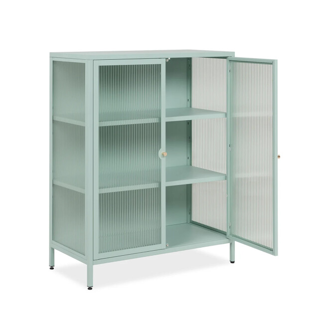 CaliCosy Commode avec 2 portes vitrées et 2 étagères en métal l80 cm milton 3042272 large
