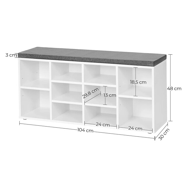 CaliCosy Schoenenbank wit met zitkussen l104 cm 2929939 large