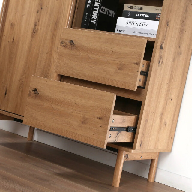 CaliCosy Hoge dressoir met 1 schuifdeur en 2 lades in eiken decor lenny 3071291 large