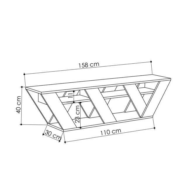 CaliCosy Meubel tv 2 planken antraciet grijs l158 cm ralla 2930460 large