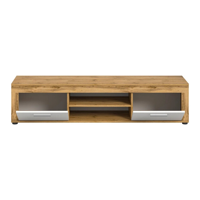 CaliCosy Tv-meubel met 2 klapdeuren en 2 nissen in wit en eiken wotan l160 cm aosta 2951193 large