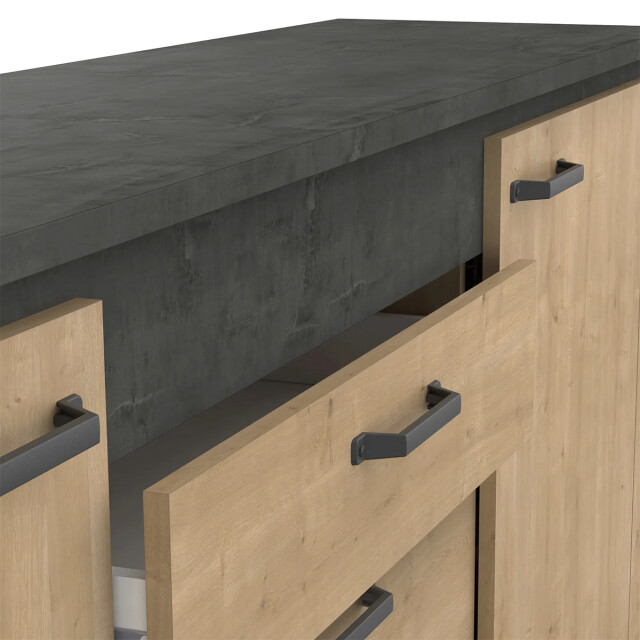 CaliCosy Buffet 2 deuren 3 laden eiken en antracietgrijs decor austin l203,80 cm 2930619 large