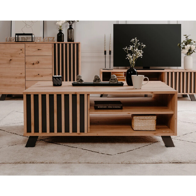 CaliCosy Salontafel 1 deur en 2 nissen decor eiken ambachtelijk l111 cm lublin 2930160 large