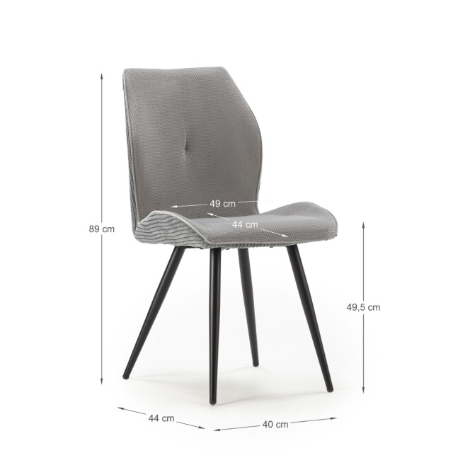 CaliCosy Set van 2 stoelen in stof met zwarte metalen poten l45 cm adaya 3078567 large