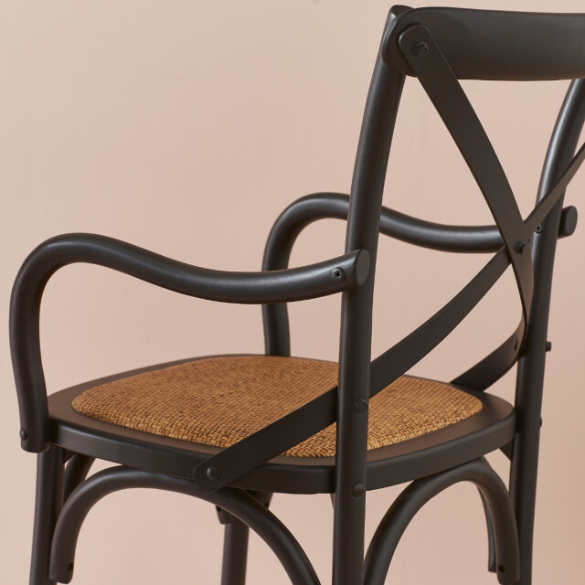 CaliCosy Set van 6 bridge fauteuils van massief hout en webbing l62 cm bistrot 3018352 large