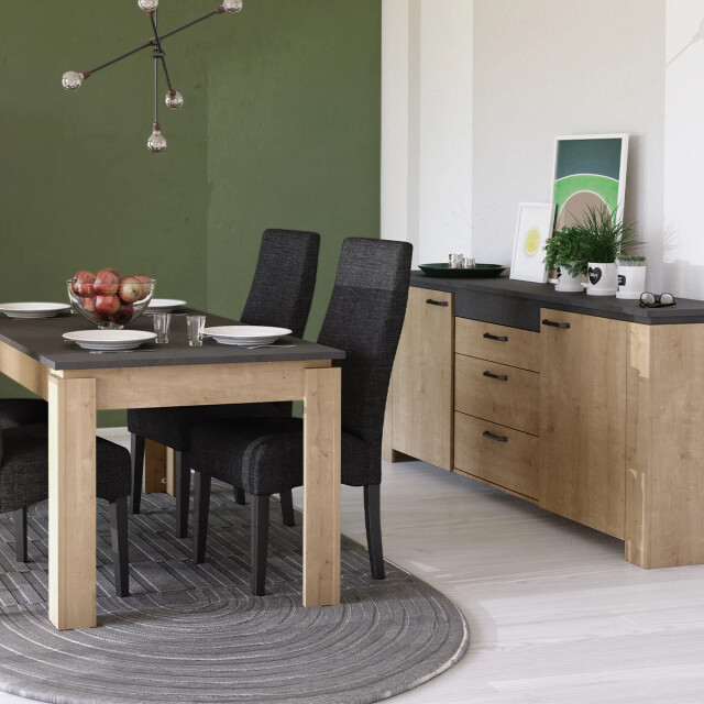 CaliCosy Buffet 2 deuren 3 laden eiken en antracietgrijs decor austin l203,80 cm 2930619 large