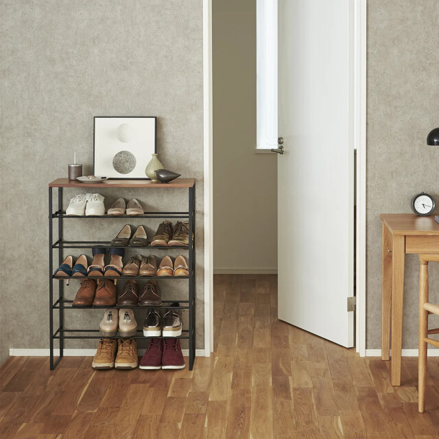 CaliCosy Schoenenrek 5 niveaus hout en zwart metaal tower l66 cm 2929439 large