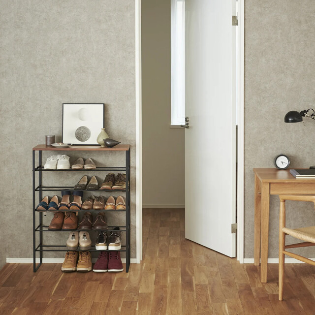 CaliCosy Schoenenrek 5 niveaus hout en zwart metaal tower l66 cm 2929439 large