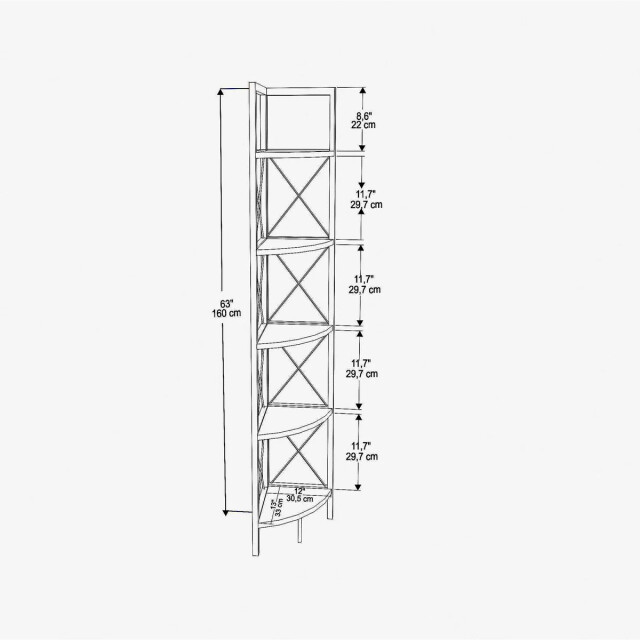 CaliCosy Hoekrek 5 planken zwart h160 cm remo 2930399 large