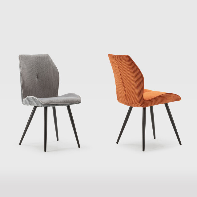 CaliCosy Set van 2 stoelen in stof met zwarte metalen poten l45 cm adaya 3078567 large
